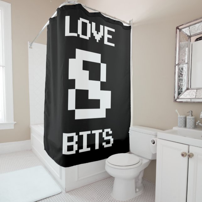 Love 8 Bits Shower Curtain (In Situ)