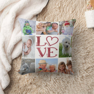 LOVE 8-Photo Collage (changeable background colour Cushion