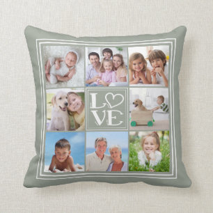 LOVE 8-Photo Collage (changeable solid colour) Cushion