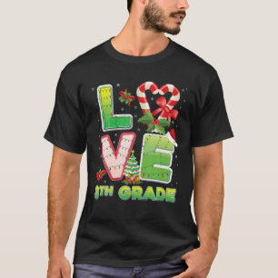 Love 8Th Grade Christmas Santa Hat Eighth Student T-Shirt