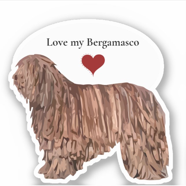 Love A Bergamasco Dog Breed Cut Out (Front)