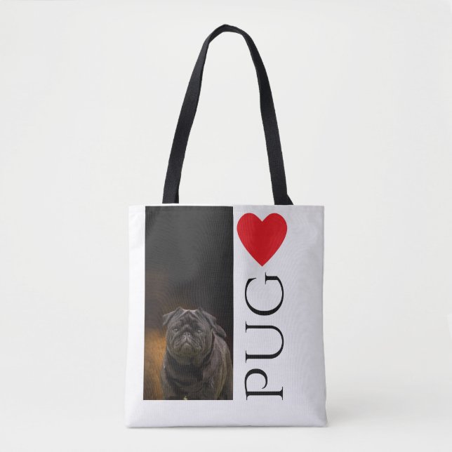 Love a Black Pug Tote Bag (Front)