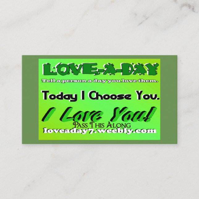 Love-a-Day Business Cards (Front)