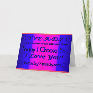 Love A Day Greeting Card-Blue/Pink/Purple Card