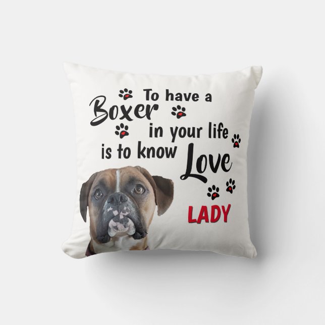 Love a Fawn Boxer Dog Cushion (Front)