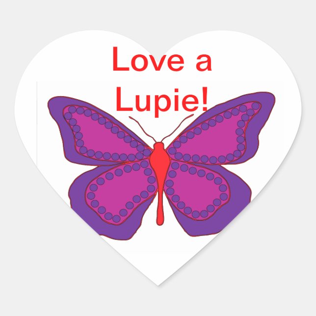 Love A Lupie Heart Sticker (Front)