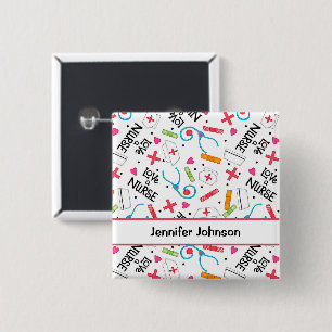 Love a Nurse Art White Name Pin  Badge
