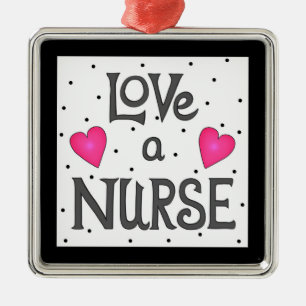 Love a Nurse Hand Lettered Words Metal Tree Decoration