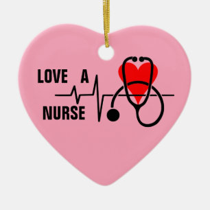 Love a Nurse Heart Stethoscope Design Ceramic Tree Decoration