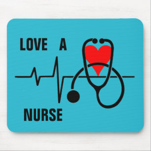 Love a Nurse Heart Stethoscope Design Mouse Mat