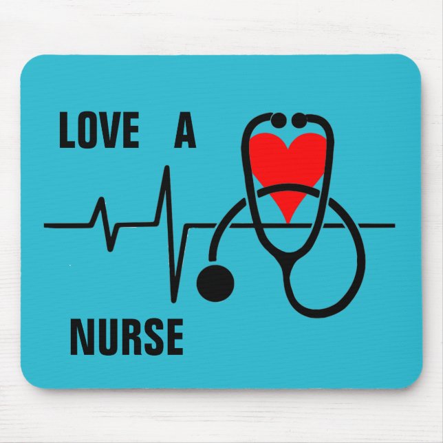 Love a Nurse Heart Stethoscope Design Mouse Mat (Front)