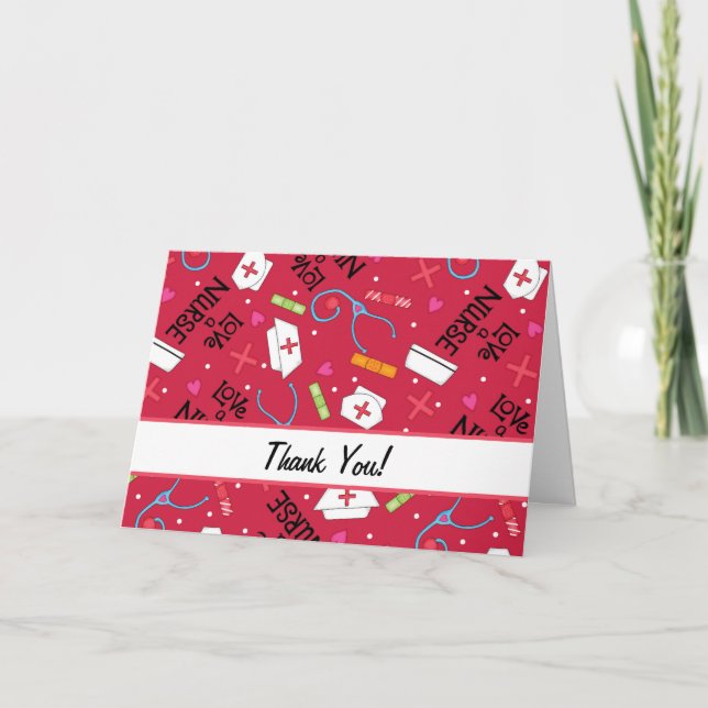 Love a Nurse Thank You Medical Art Red Card (Front)