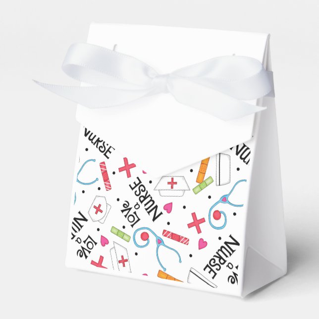 Love A Nurse Whimsy Word Art White Favour Box (Front Side)