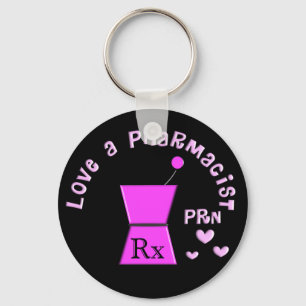 Love a Pharmacist PRN Pestle and Mortar Design Key Ring