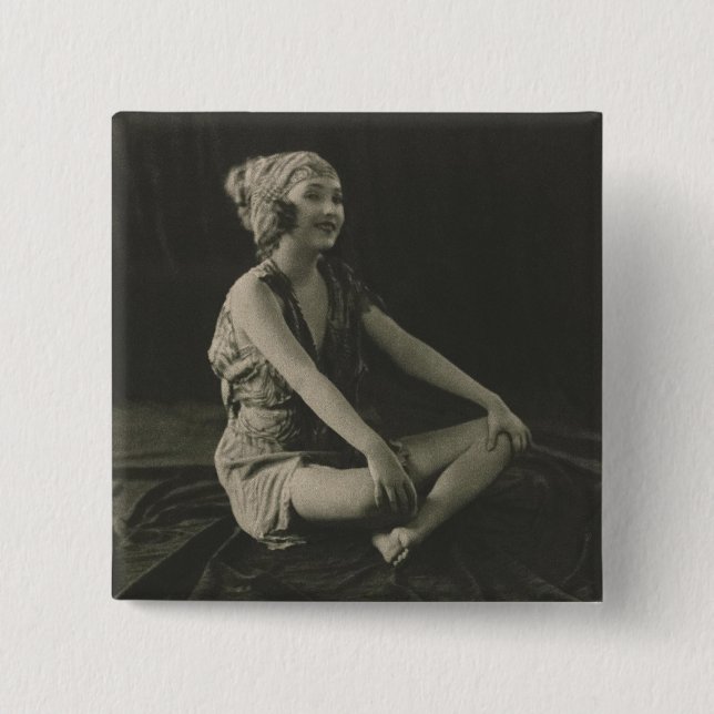 Love a Poor Maid Girl Sitting Cross Legs 15 Cm Square Badge (Front)