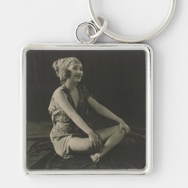 Love a Poor Maid Girl Sitting Cross Legs Key Ring (Front)