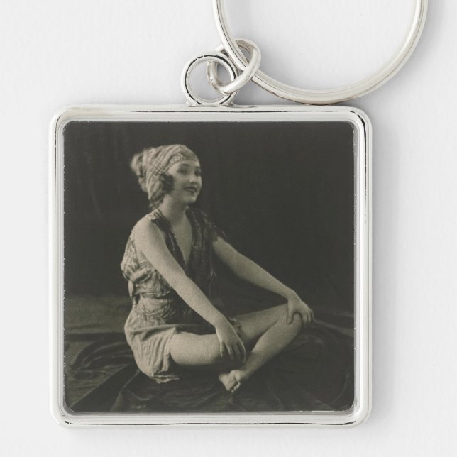 Love a Poor Maid Girl Sitting Cross Legs Key Ring (Front)
