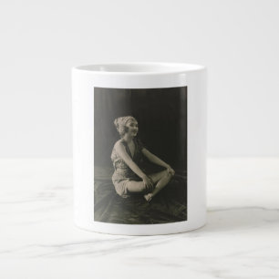 Love a Poor Maid Girl Sitting Cross Legs Large Coffee Mug