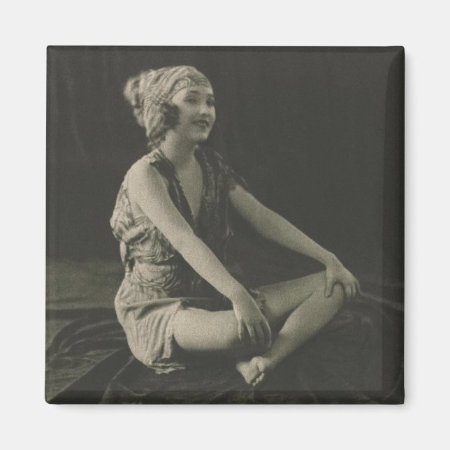 Love a Poor Maid Girl Sitting Cross Legs Magnet (Front)