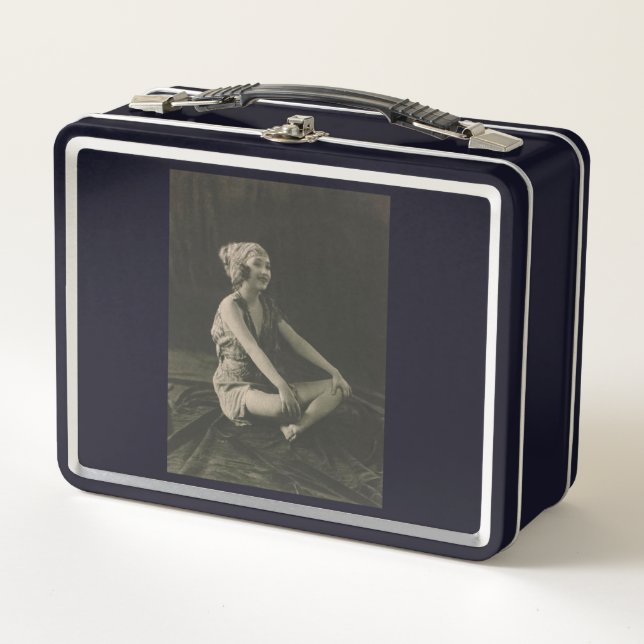 Love a Poor Maid Girl Sitting Cross Legs Metal Lunch Box (Front)