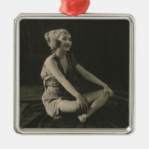 Love a Poor Maid Girl Sitting Cross Legs Metal Tree Decoration