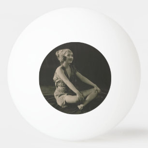 Love a Poor Maid Girl Sitting Cross Legs Ping Pong Ball