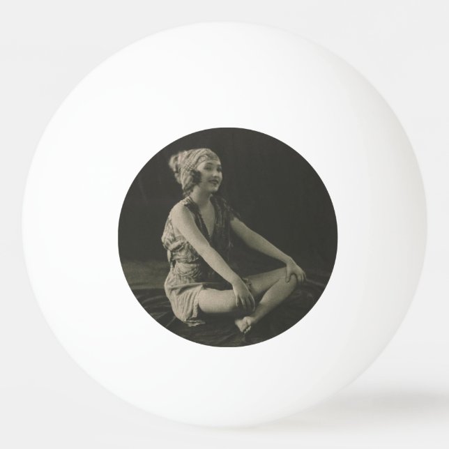 Love a Poor Maid Girl Sitting Cross Legs Ping Pong Ball (Front)