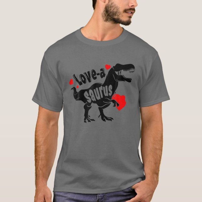 Love A Saurus Rex Dinosaur Funny 2022 Valentines D T-Shirt (Front)