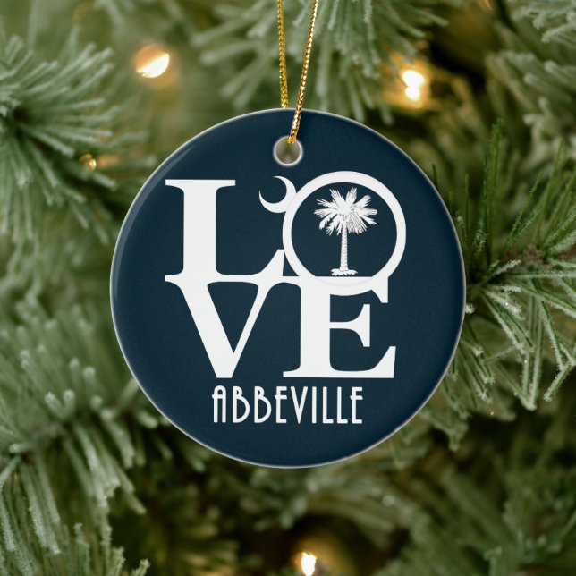 LOVE Abbeville South Carolina Ceramic Tree Decoration (Tree)