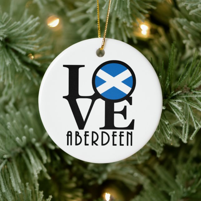 LOVE Aberdeen Scotland Ceramic Tree Decoration (Tree)