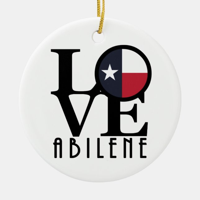 LOVE Abilene Texas Ceramic Tree Decoration (Front)