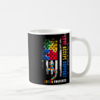 Love Accept Support Autism Awareness Month Ribbon  Coffee Mug