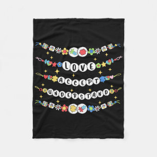 Love Accept Understand Autism Awareness Beaded Bra Fleece Blanket