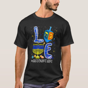 LOVE Accountant Matching Hanukkah Dreidel Menorah T-Shirt