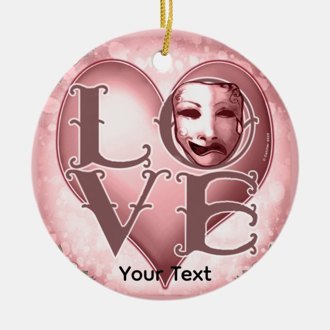 LOVE Actor Mask  Ceramic Tree Decoration (Front)