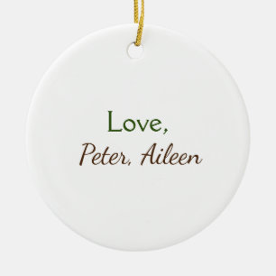love add name simple minimal editable text rustic ceramic tree decoration