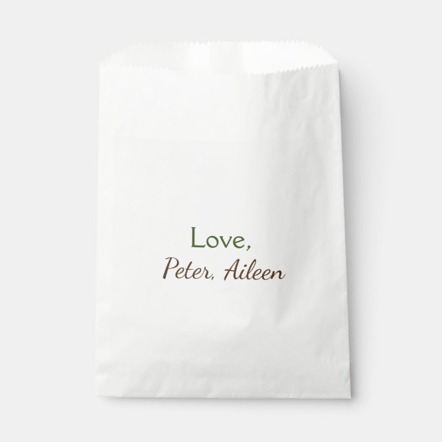 love add name simple minimal editable text rustic favour bags (Front)