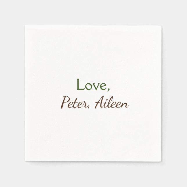 love add name simple minimal editable text rustic napkin (Front)