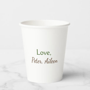 love add name simple minimal editable text rustic paper cups