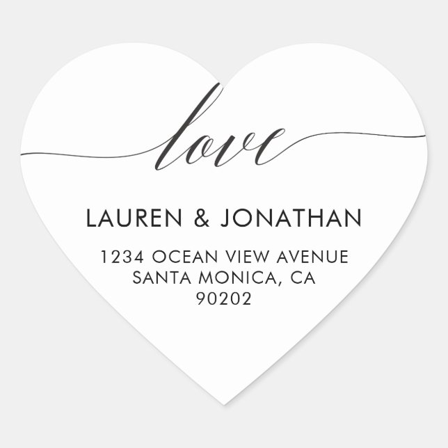 Love Address Labels, Wedding Stickers, Wedding Heart Sticker (Front)