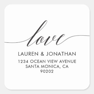 Love Address Labels, Wedding Stickers, Wedding Square Sticker