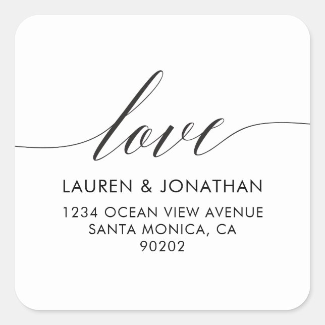 Love Address Labels, Wedding Stickers, Wedding Square Sticker (Front)