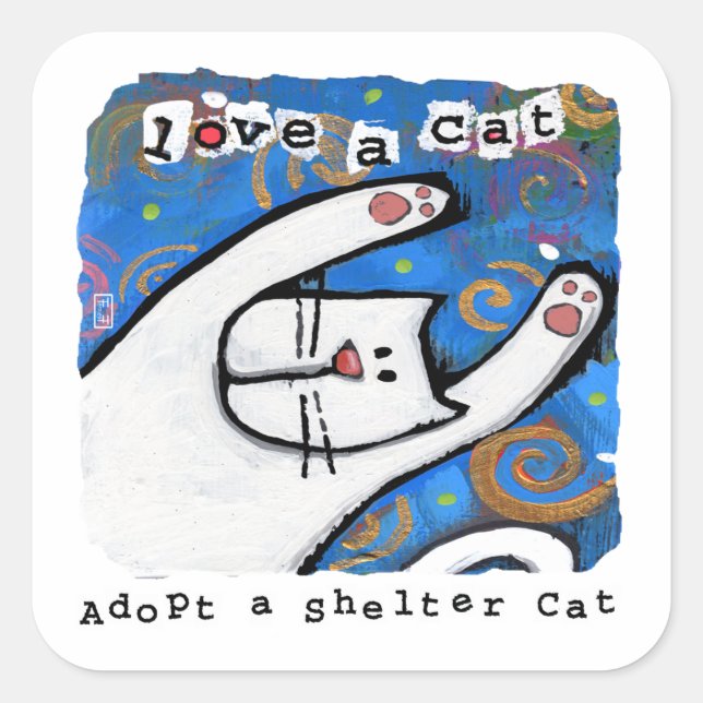 Love, Adopt Shelter Cats Square Sticker (Front)