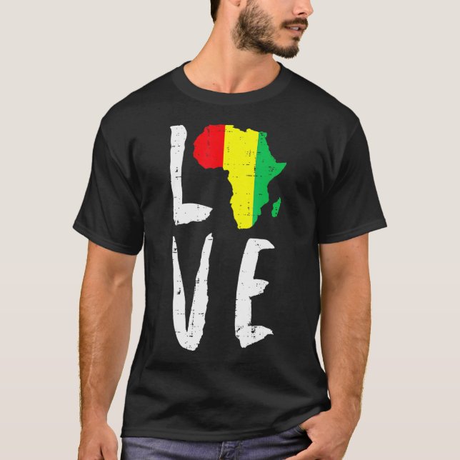 Love Africa Black History Month African American M T-Shirt (Front)
