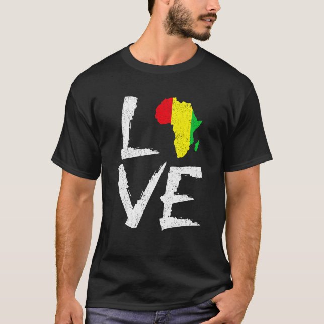 Love Africa Black History Month African American M T-Shirt (Front)