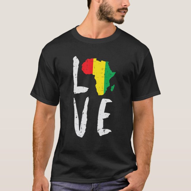 Love Africa Black History Month African American M T-Shirt (Front)