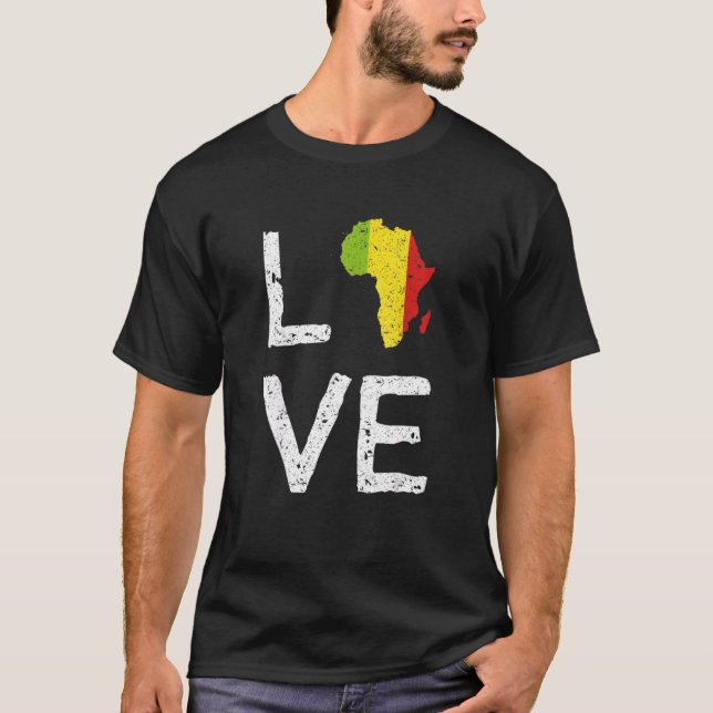 Love Africa Black History Month African American M T-Shirt (Front)