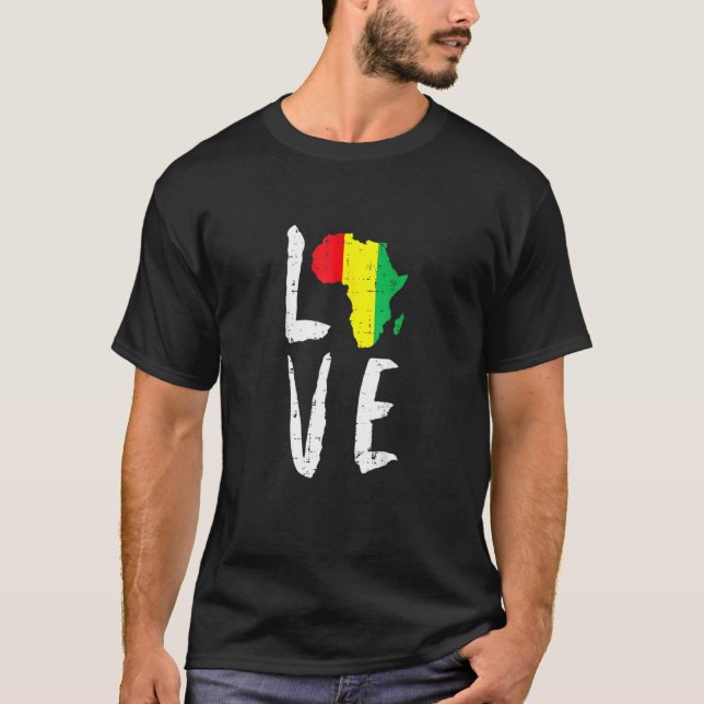 Love Africa Black History Month African American M T-Shirt (Front)