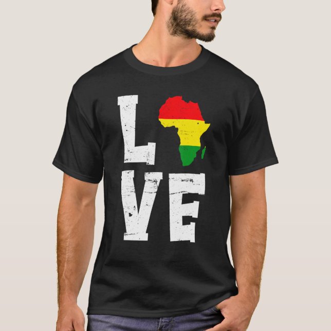 Love Africa Black History Month African American M T-Shirt (Front)