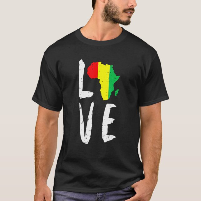 Love Africa Black History Month African American M T-Shirt (Front)